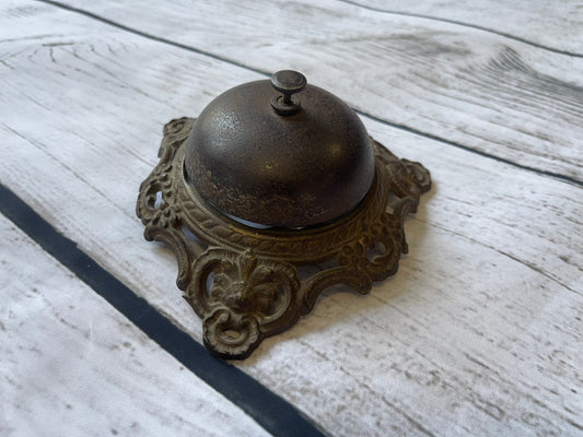 Victorian Counter Top Reception Desk Bell, Cast Iron In Original Condition