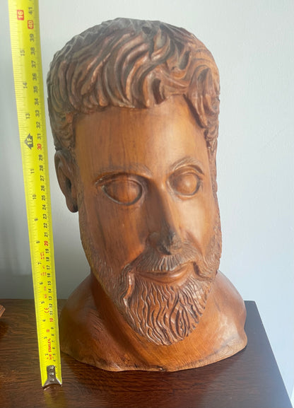 Large Carved Hardwood Bust Of A Bearded Gentleman - Artist Unknown