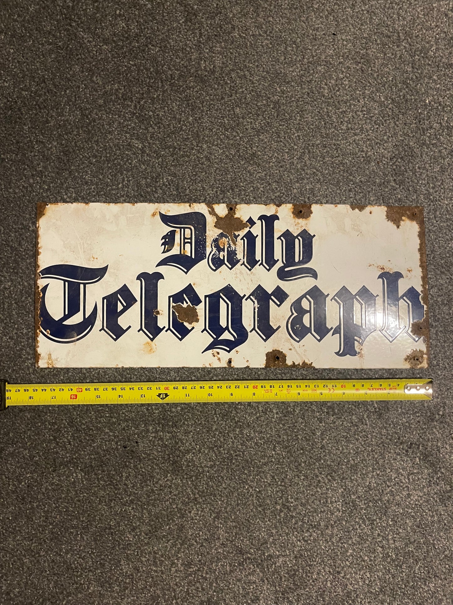 Original Vintage 1950s Genuine Enamel Advertising Sign Daily Telegraph Sign