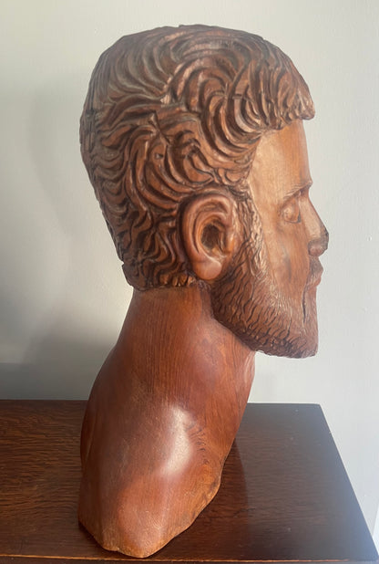 Large Carved Hardwood Bust Of A Bearded Gentleman - Artist Unknown