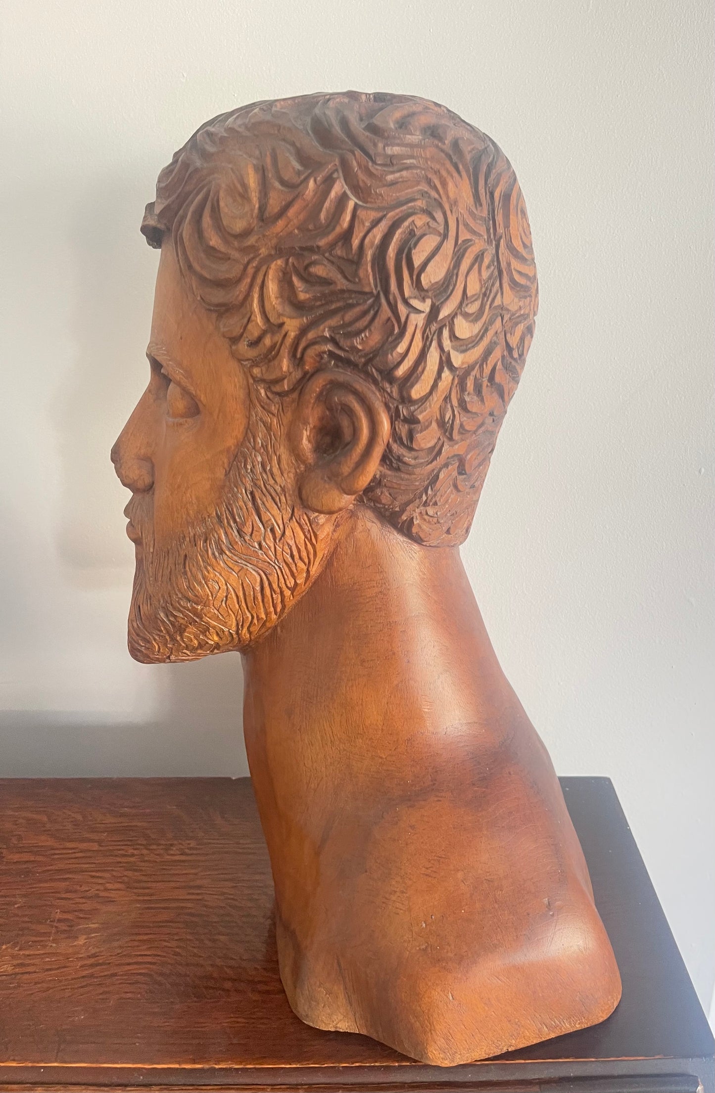 Large Carved Hardwood Bust Of A Bearded Gentleman - Artist Unknown