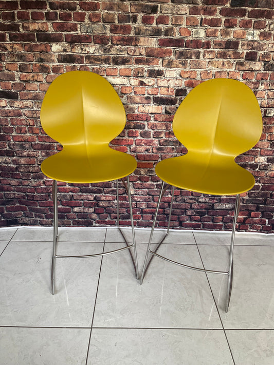 Calligaris Basil Bar Stool In Mustard Yellow One Pair - Superb Condition