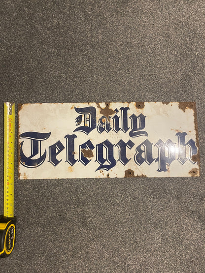 Original Vintage 1950s Genuine Enamel Advertising Sign Daily Telegraph Sign