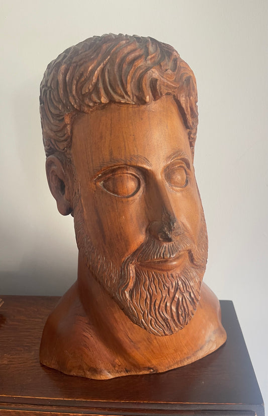 Large Carved Hardwood Bust Of A Bearded Gentleman - Artist Unknown