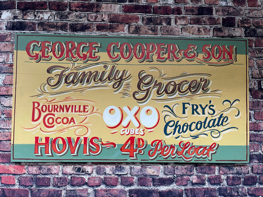 Large Hand Painted Vintage Style Grocers Advertising Sign 100cm x 53cm