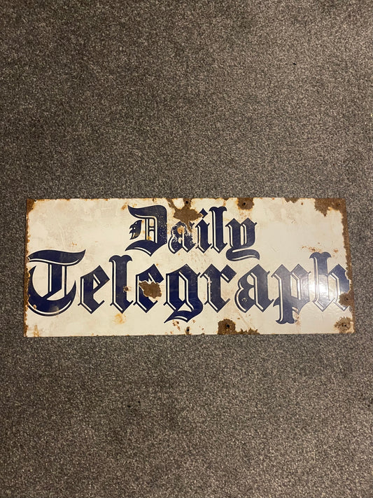 Original Vintage 1950s Genuine Enamel Advertising Sign Daily Telegraph Sign
