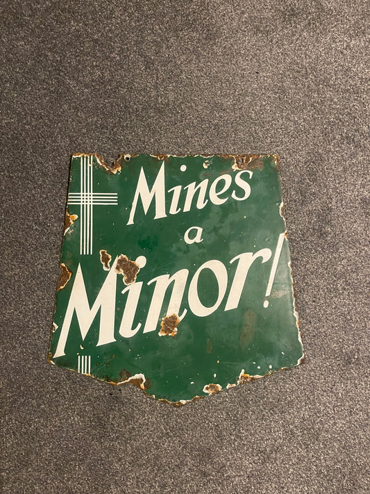 Mines A Minor Cigarette Advertising Original Authentic VintageMetal Enamel Sign