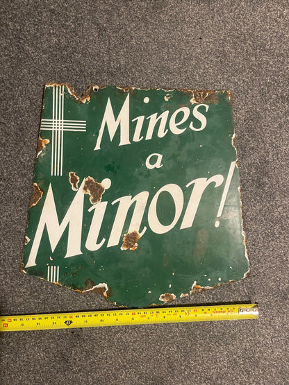 Mines A Minor Cigarette Advertising Original Authentic VintageMetal Enamel Sign