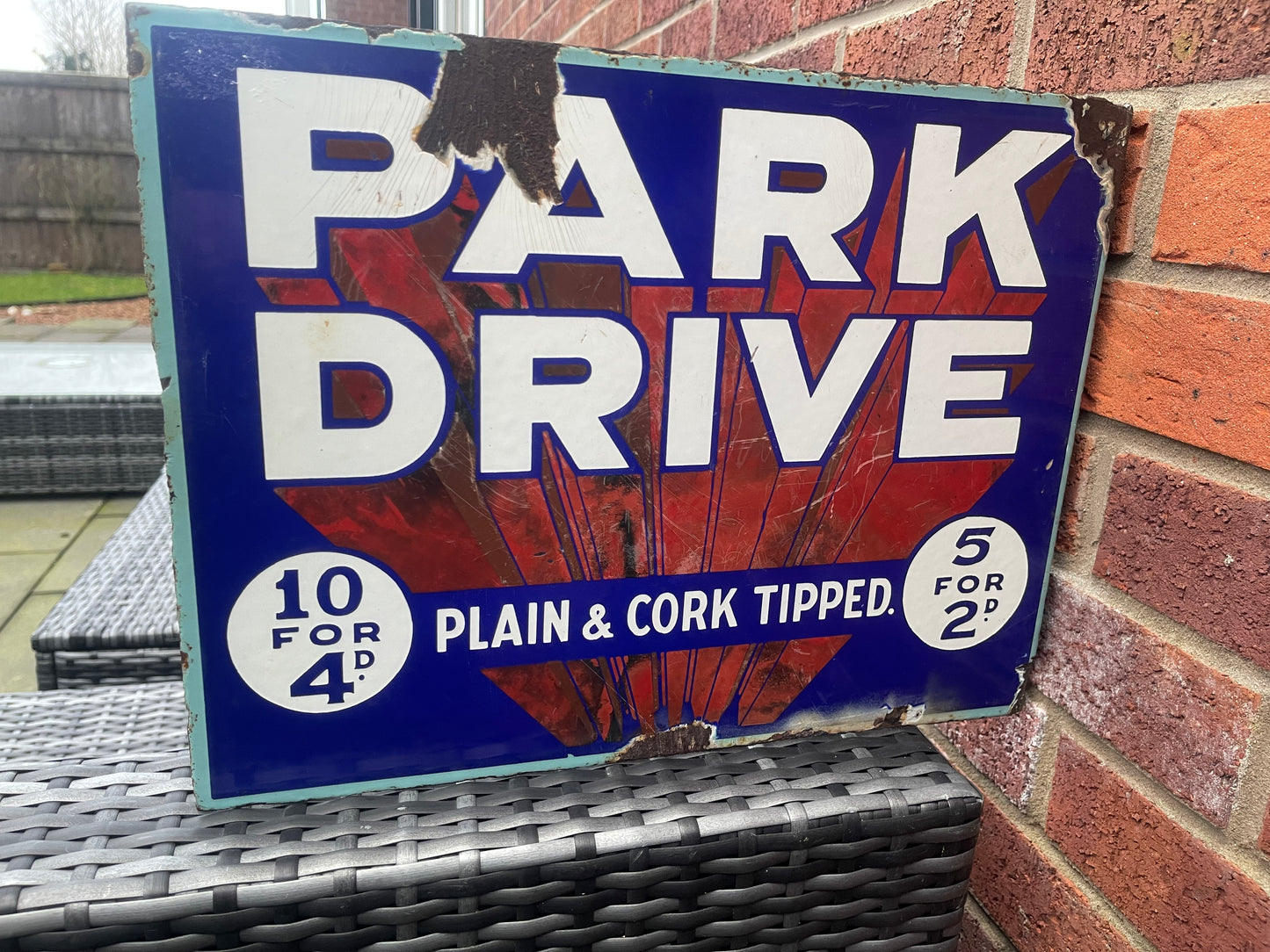 Park Drive Double Sided Vintage Enamel Sign