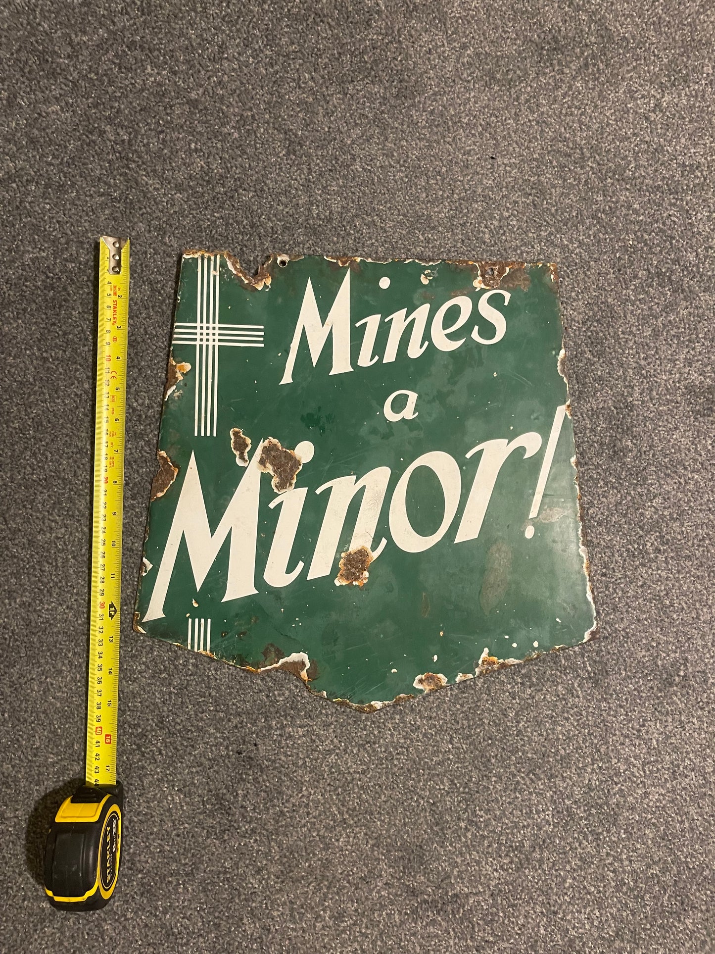 Mines A Minor Cigarette Advertising Original Authentic VintageMetal Enamel Sign