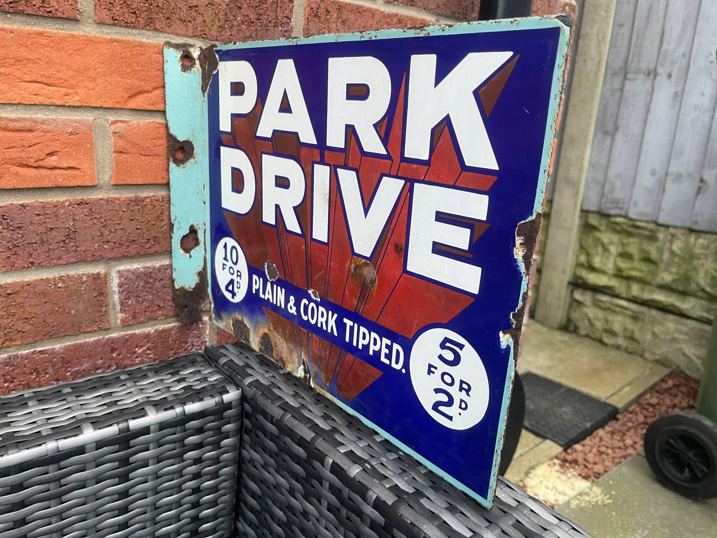 Park Drive Double Sided Vintage Enamel Sign