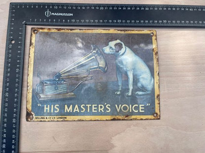 Vintage Original HMV, ‘HIS MASTERS VOICE’ ENAMEL SIGN.