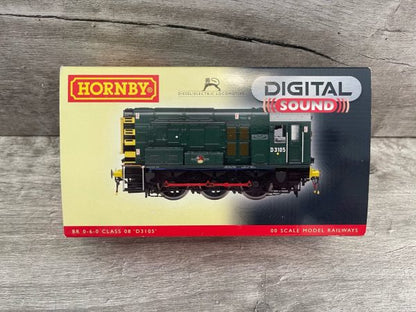 Hornby R2903XS Class 08 Shunter D3105 in late BR green with wasp stripes with ESU Digital sound