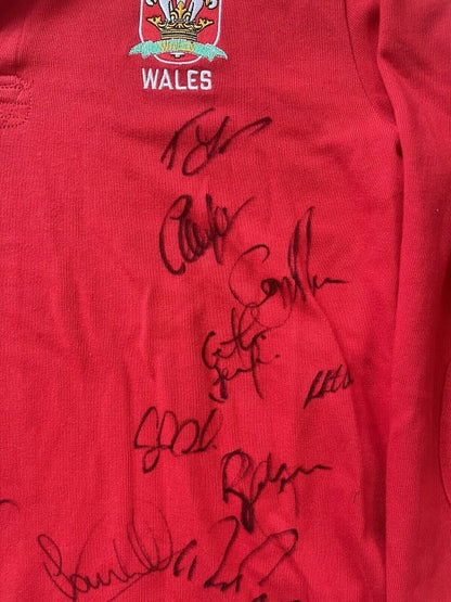 Wales Signed Rugby Shirt Circa 2012/13 - Wales Squad Signatures Lovely Condition