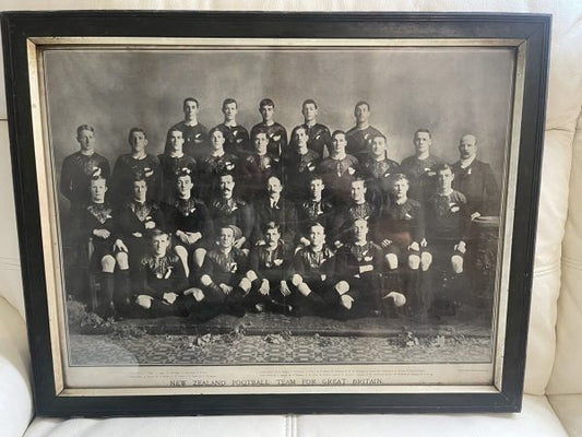 Rare 1905 NZ All Blacks Large Photograph Antique Original Frame & Glass - Almost 120 Years Old