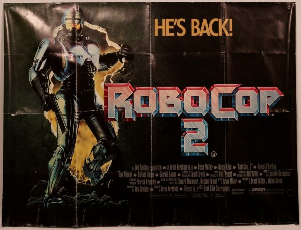 Original Vintage Robocop 2 original cinema quad poster 40x30”RARE GC