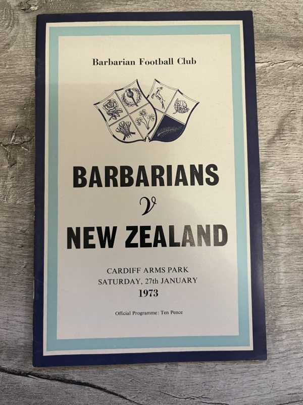 Barbarians v New Zealand All Blacks 27 Jan 1973 RUGBY PROGRAMME Cardiff, Edwards try