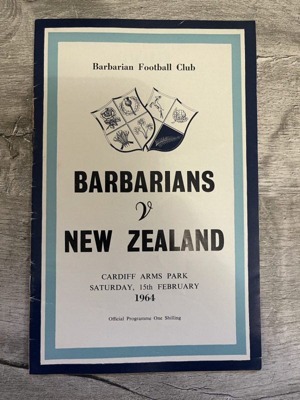 BARBARIANS v NEW ZEALAND FEBRUARY 1964 RUGBY PROGRAMME