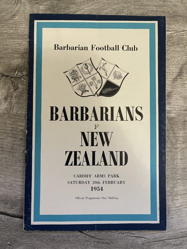 1954 BARBARIANS V NEW ZEALAND @ CARDIFF ARMS PARK INTERNATIONAL RUGBY PROGRAMME