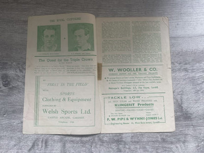 WALES v IRELAND 1951 RUGBY PROGRAMME 10 March at CARDIFF