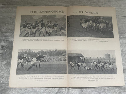 WALES v SOUTH AFRICA 22 December 1951 RUGBY PROGRAMME CARDIFF 1951/2 SPRINGBOKS