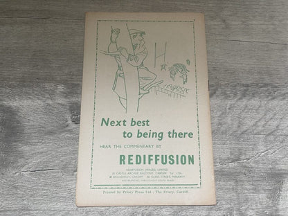 WALES v SOUTH AFRICA 22 December 1951 RUGBY PROGRAMME CARDIFF 1951/2 SPRINGBOKS